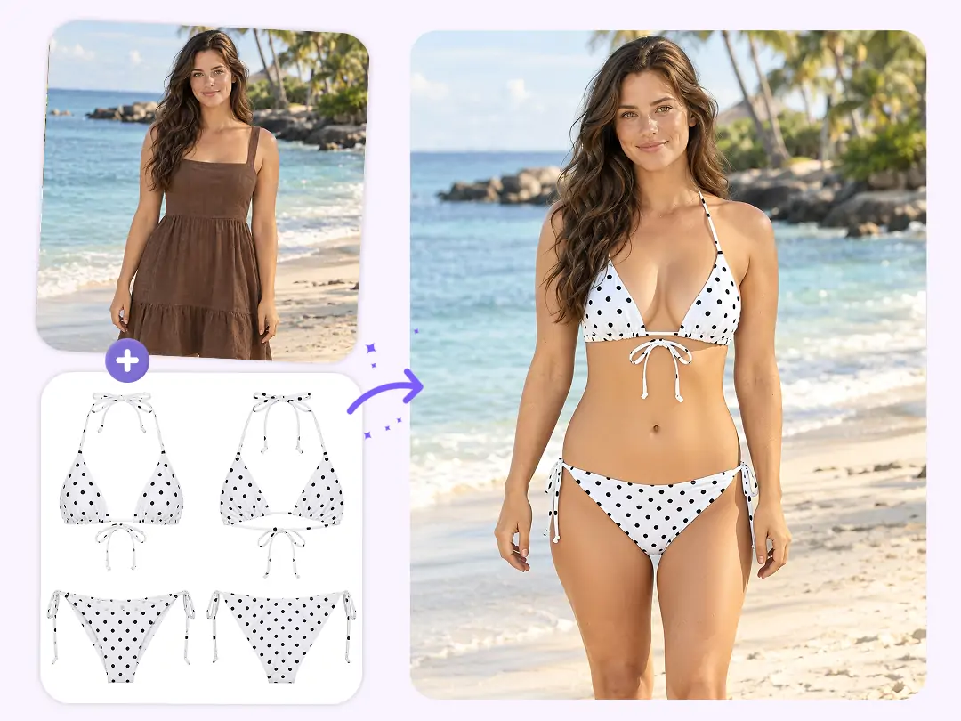 Preserve bikini details from a template or reference image