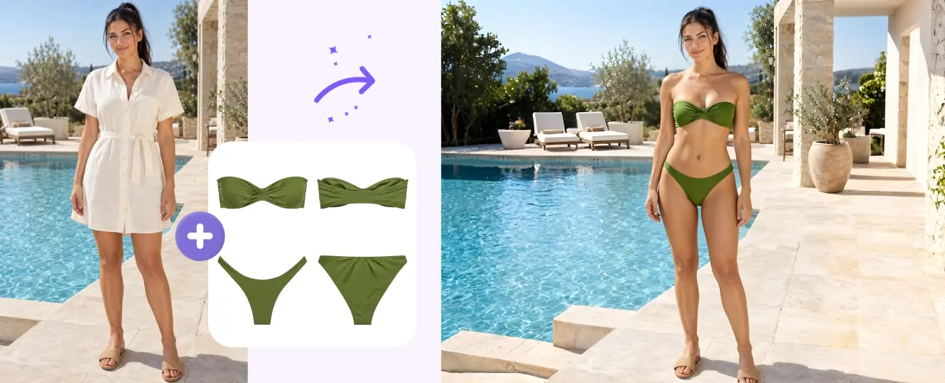 Preview a swimwear collection on an existing model photo