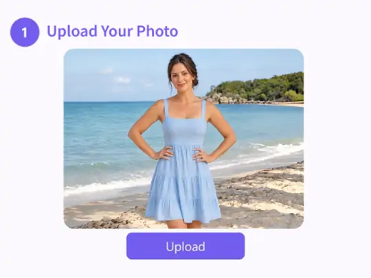 Upload a clear adult portrait for a swimwear preview