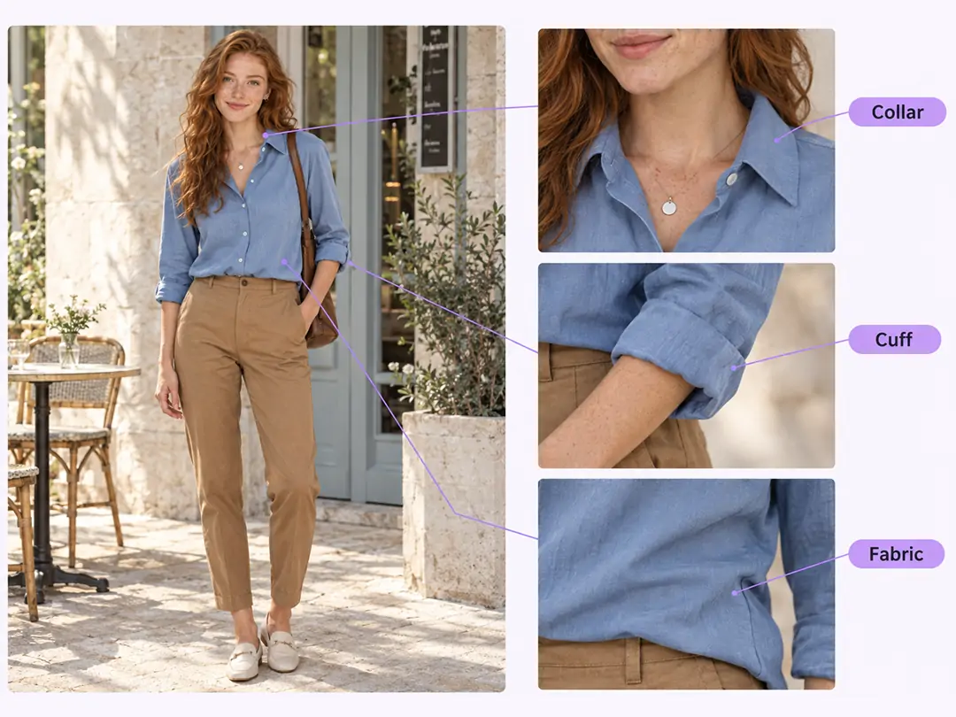 Create clothing folds and shadows that suit the original photo