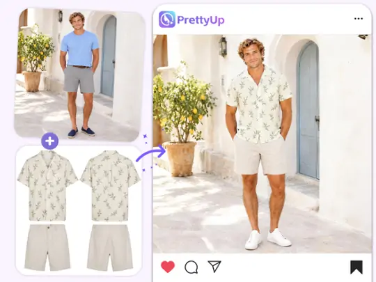 Transform a travel photo with a different everyday outfit