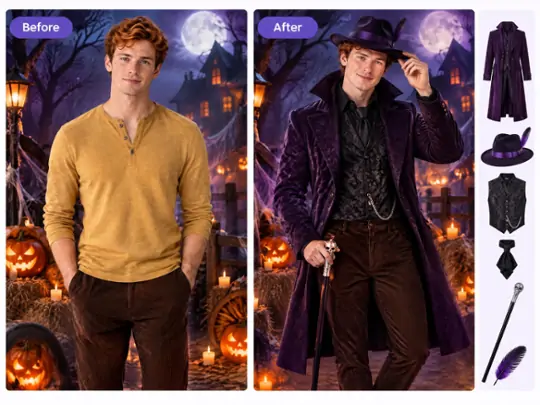 Create a Halloween costume preview in a personal photo