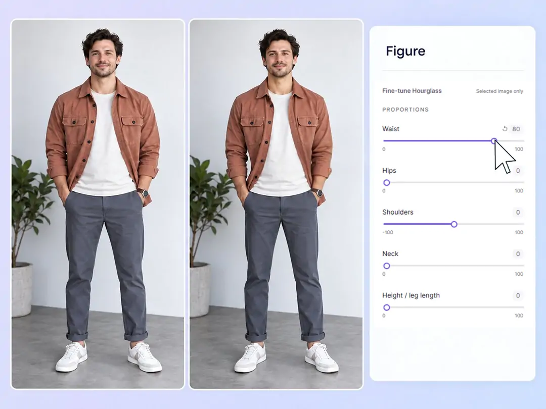 Ajuste de proporções em uma foto de corpo inteiro.