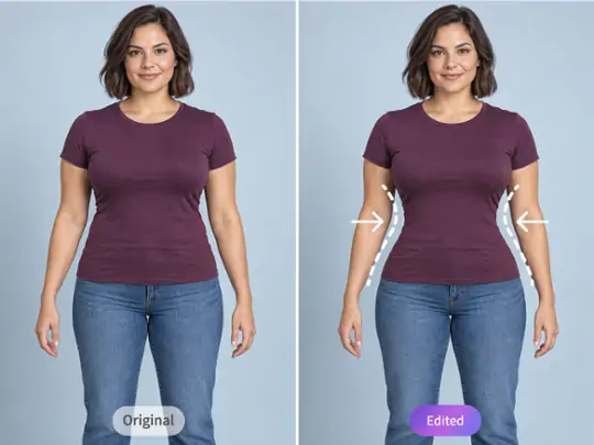 Ajuste da cintura em uma foto de look.