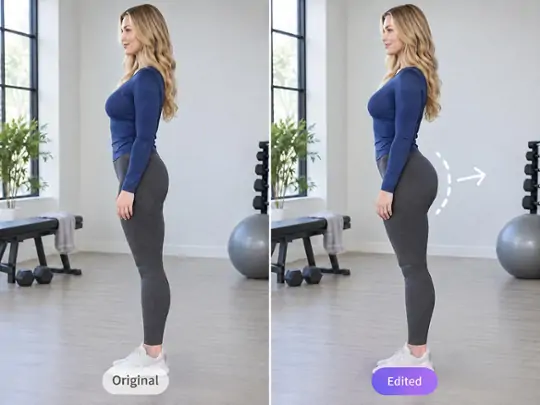 Refinamento do quadril em uma foto de corpo inteiro.