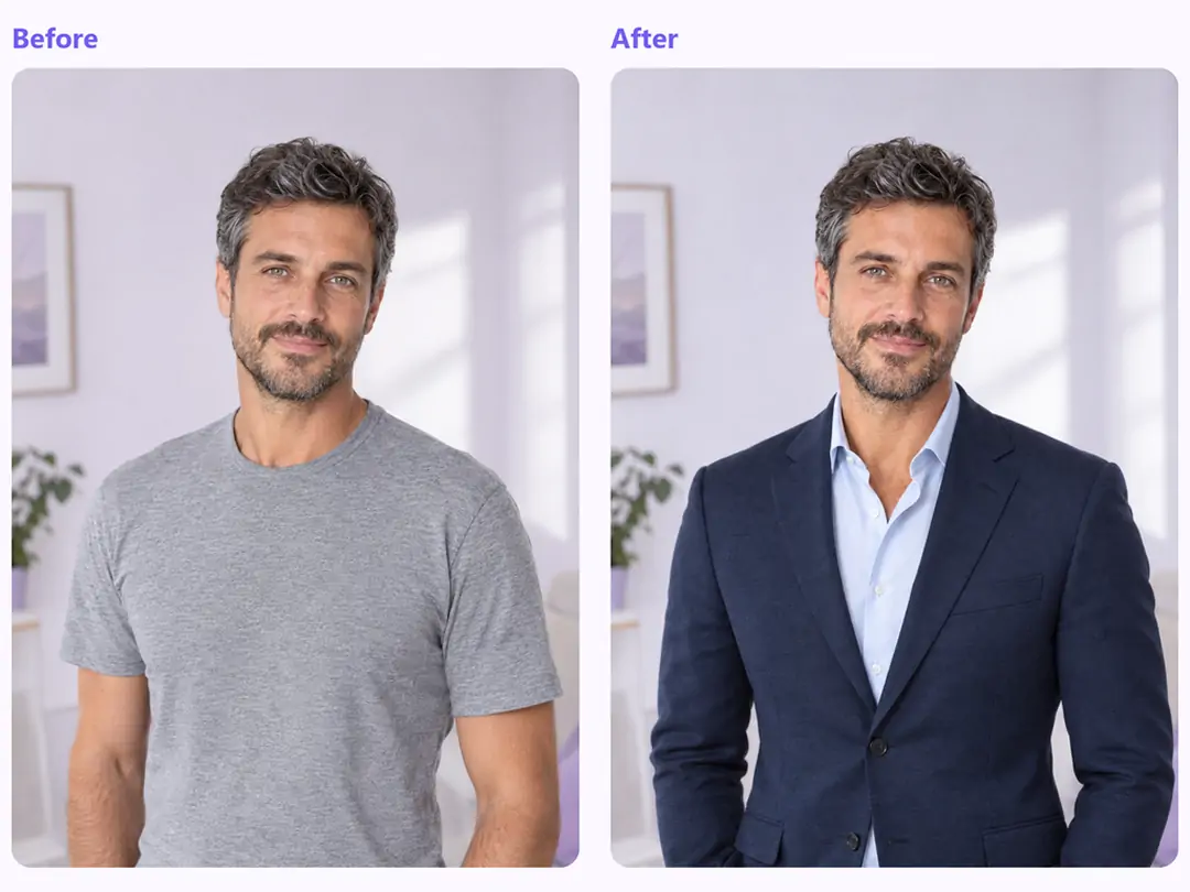 Show realistic folds and tailoring in an AI business suit