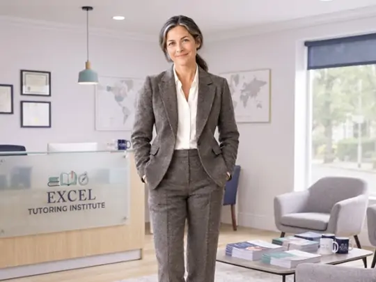 Style an academic portrait with understated tailoring