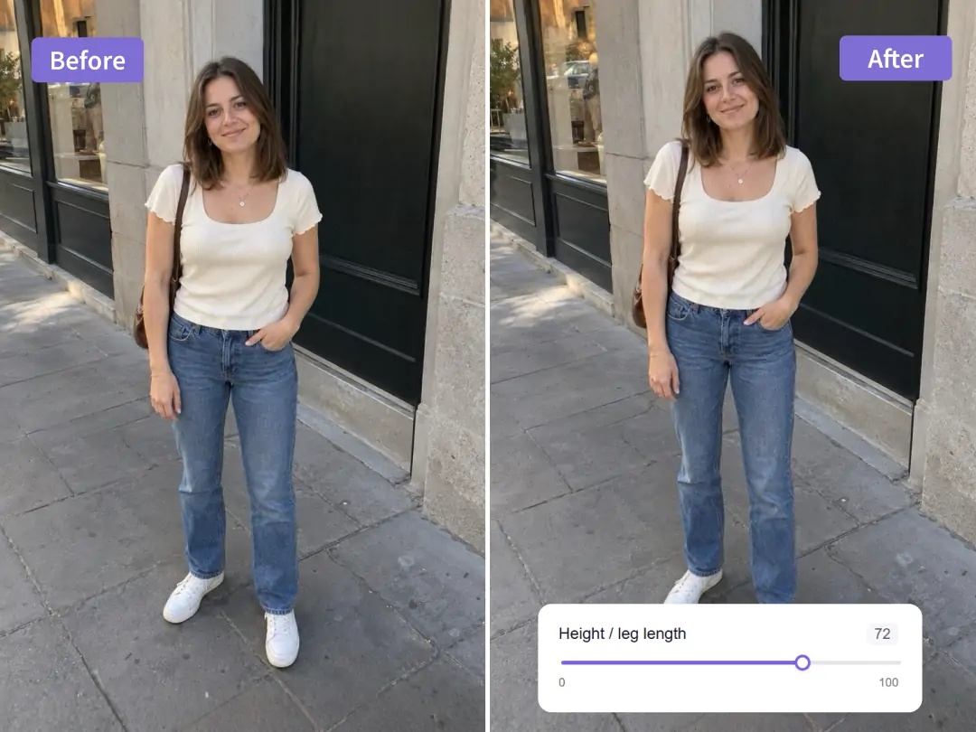 استخدام شريط الطول في PrettyUp لضبط طول الساقين