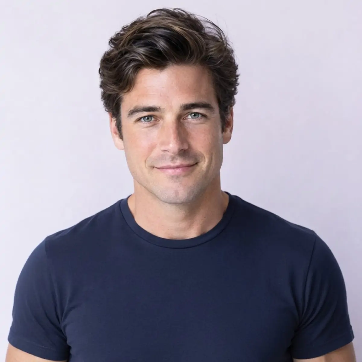 Original portrait with casual clothes before formal attire try-on
