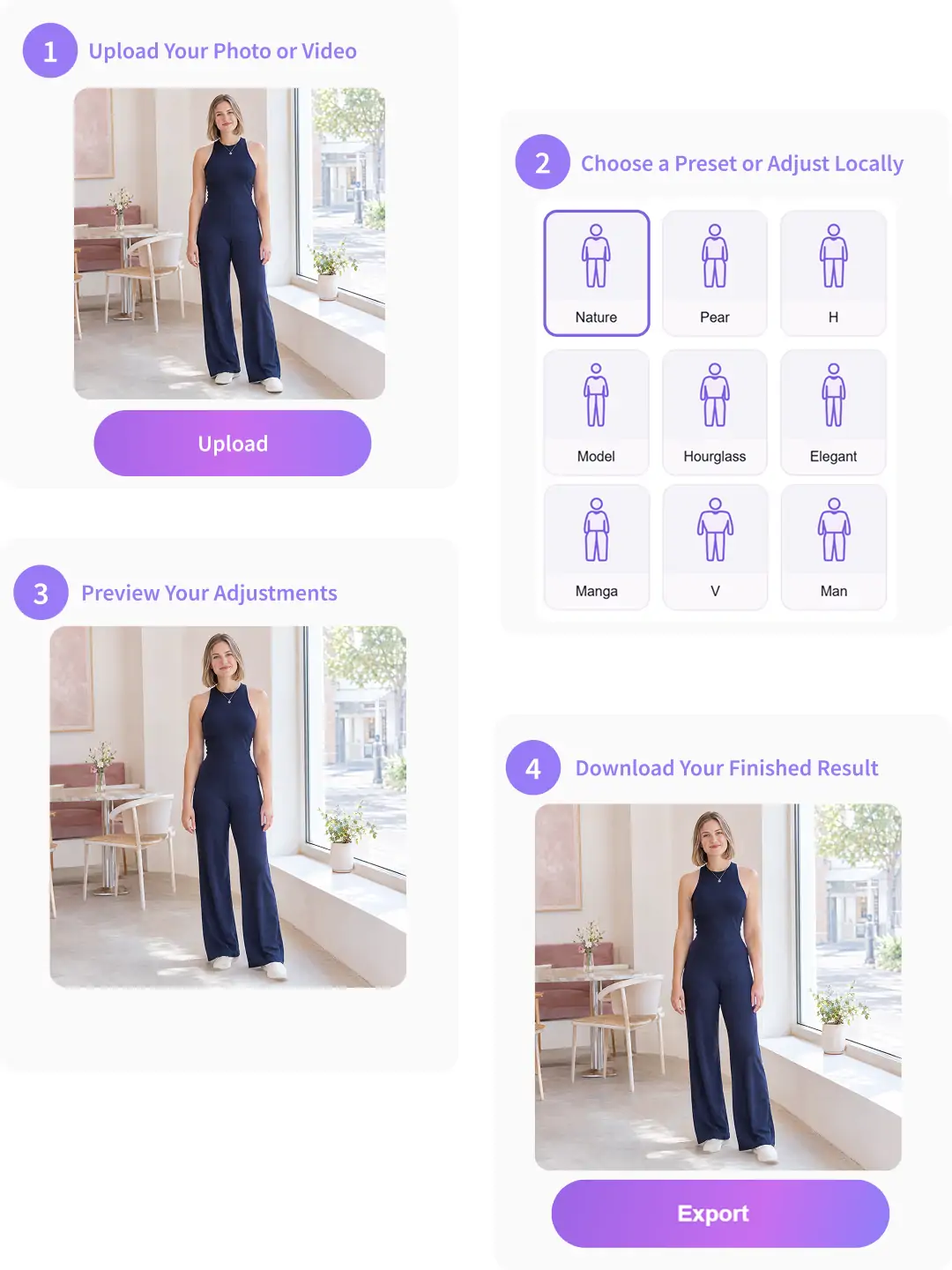 أربع خطوات لتحسين صورة أو فيديو في PrettyUp