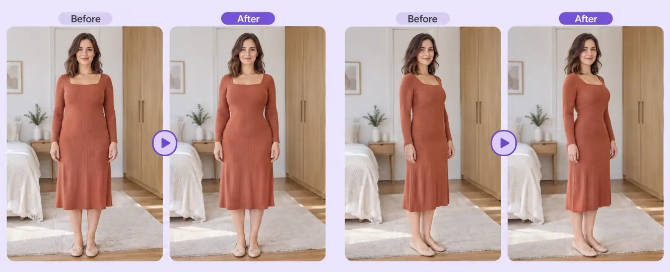 View body edits in an outfit try-on video