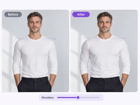 Compare shoulder proportions in a video