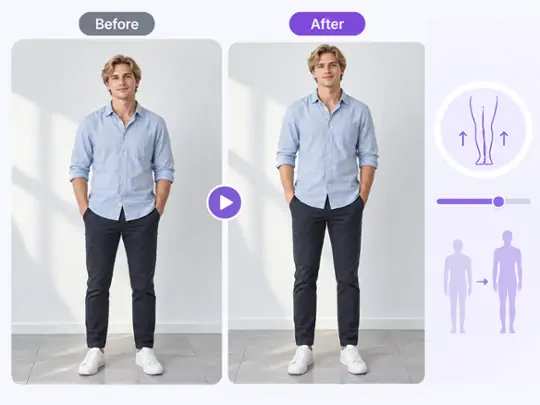 Preview height and leg length in a video